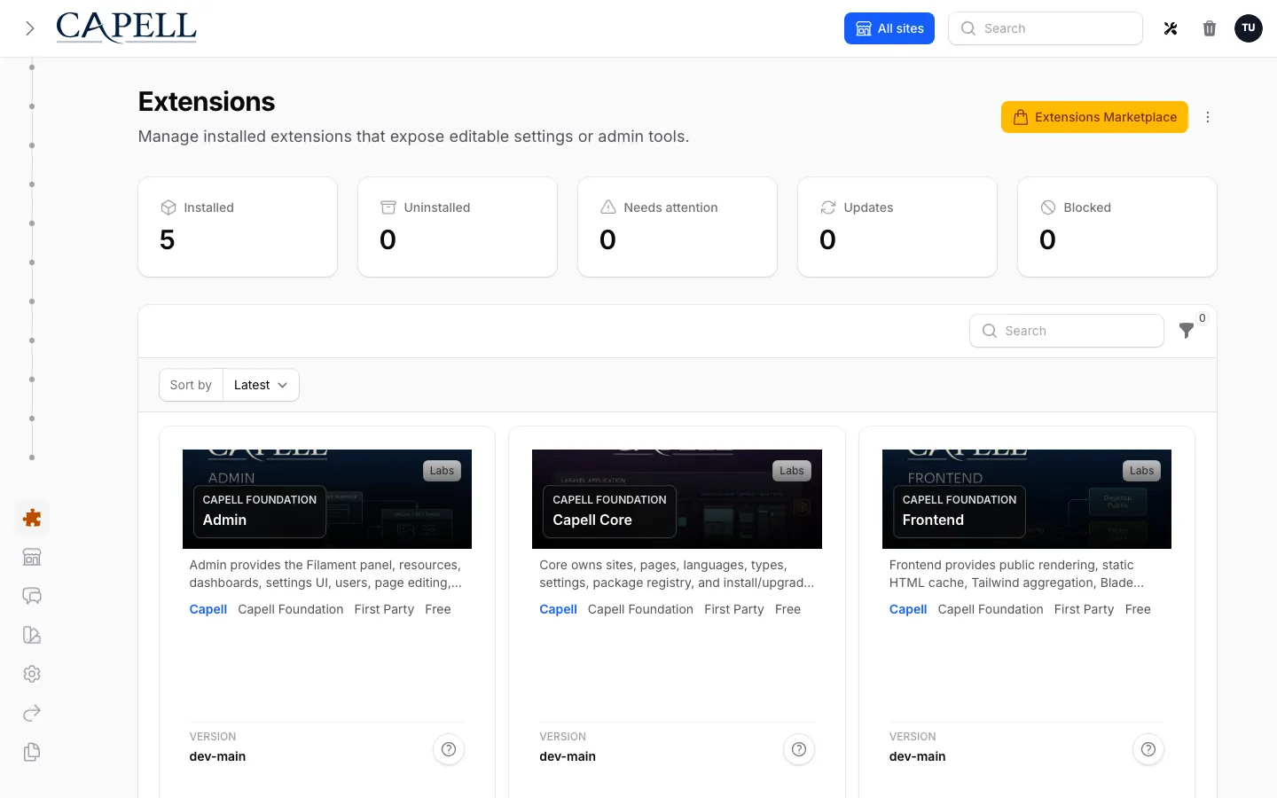 Capell extensions page