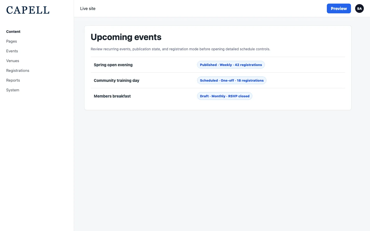 Events index