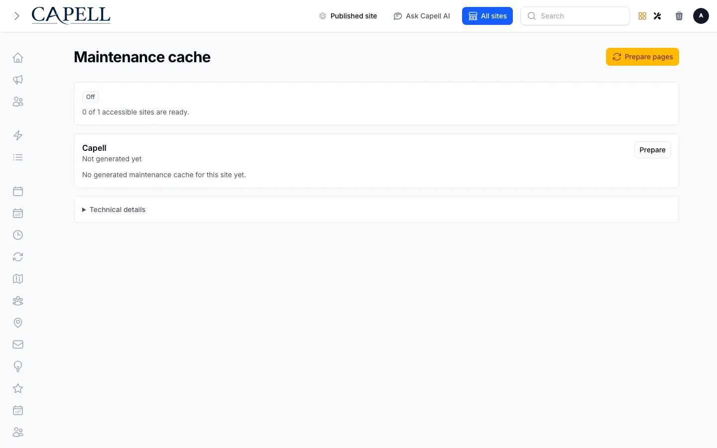 HTML Cache maintenance cache page