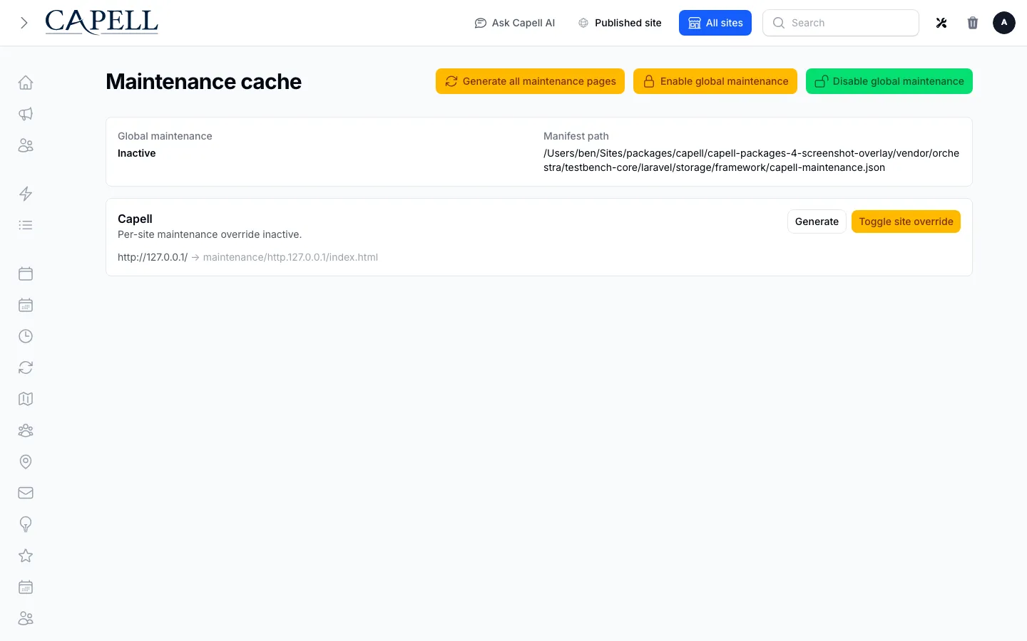 HTML Cache maintenance cache page
