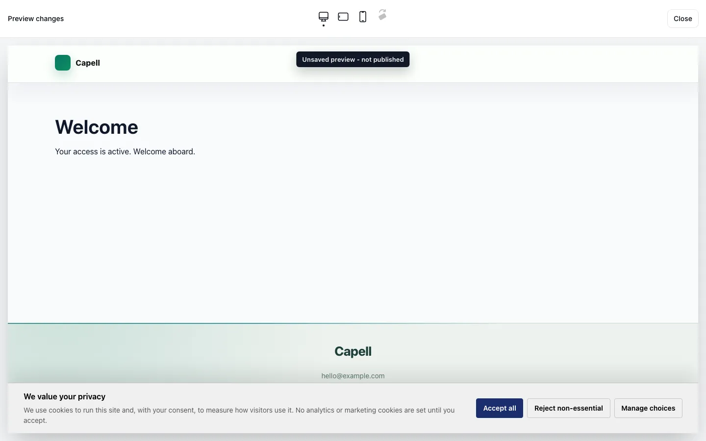 Signed unsaved preview modal