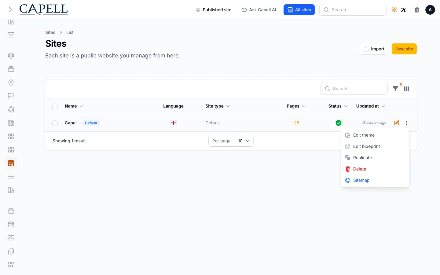 Site resource sitemap action