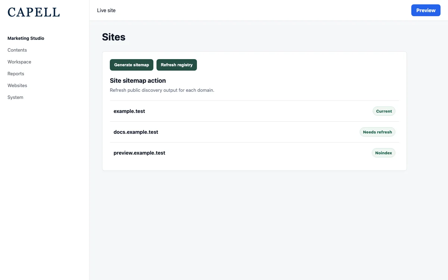 Site resource sitemap action