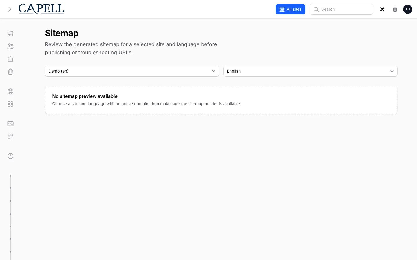 Capell sitemap page