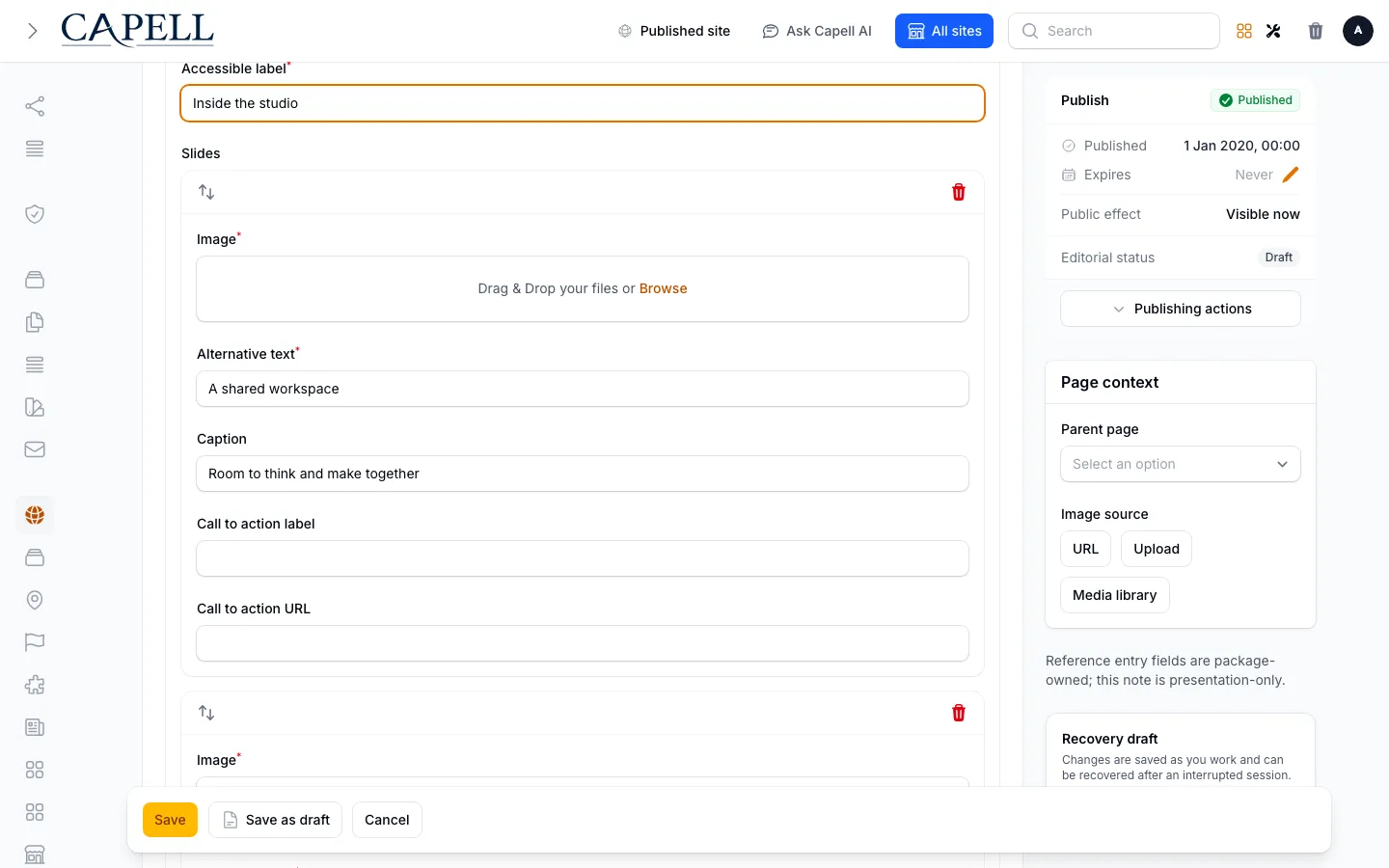 Slideshow fields in Layout Builder