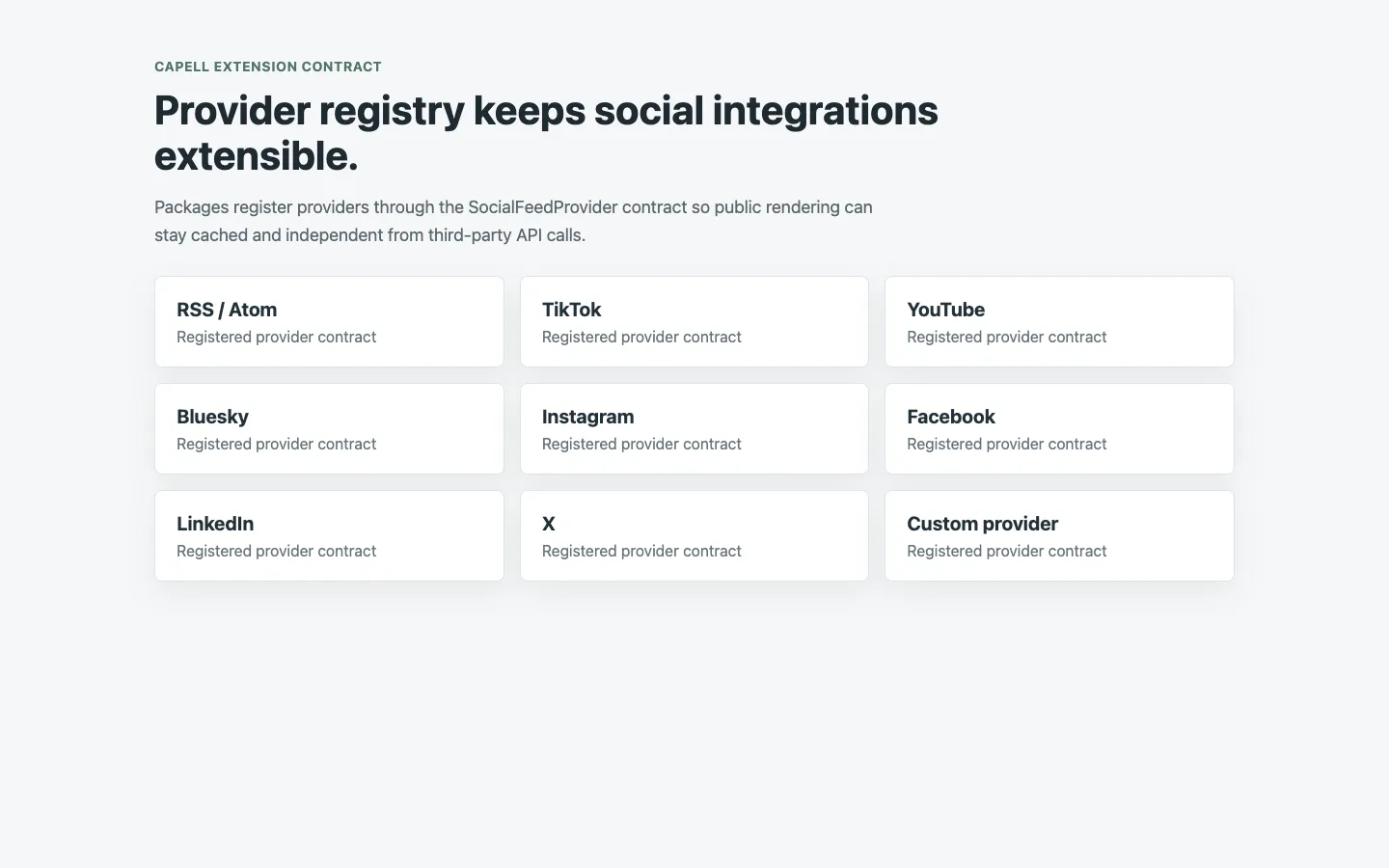 Social Feeds provider registry