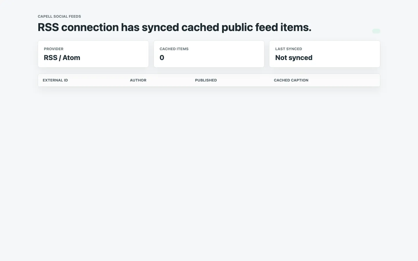RSS feed sync and cached items