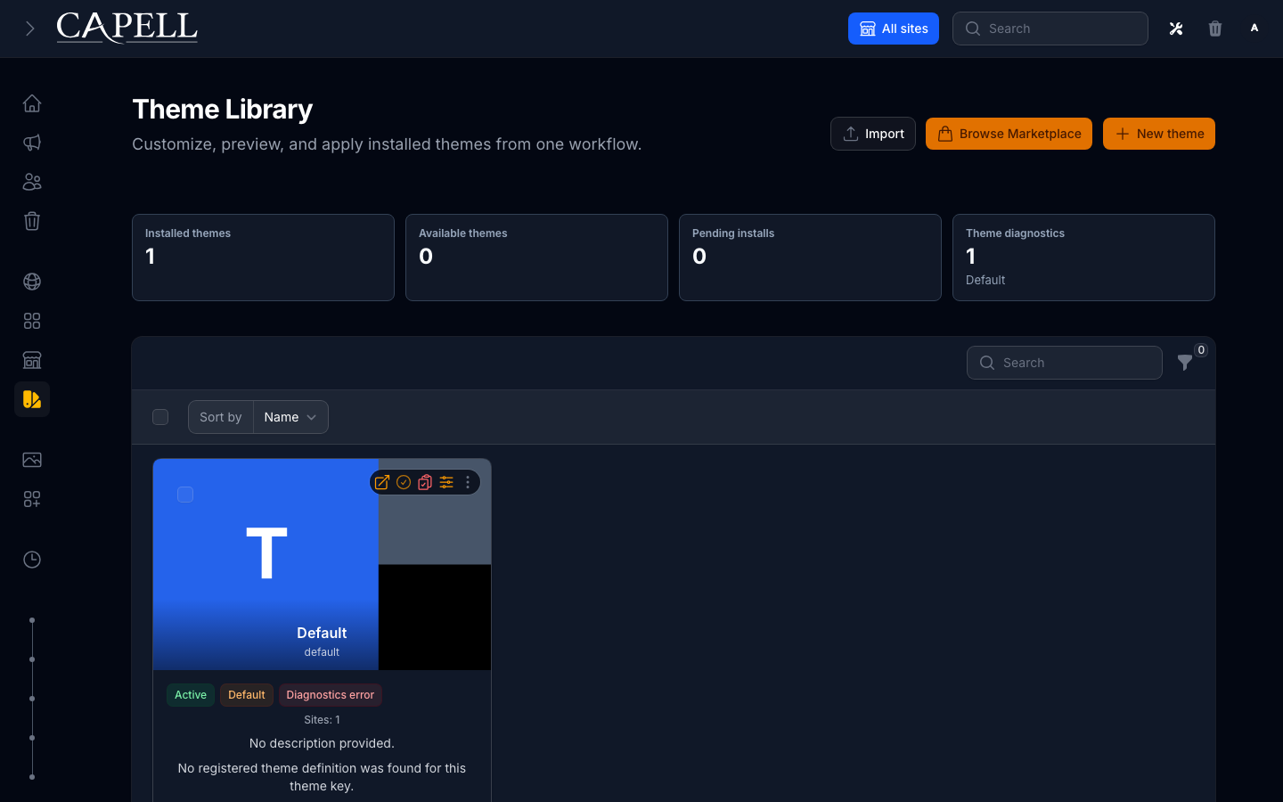 Capell Packages and Extensions screenshot