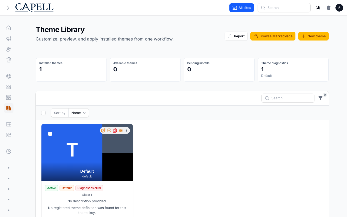 Capell Packages and Extensions screenshot