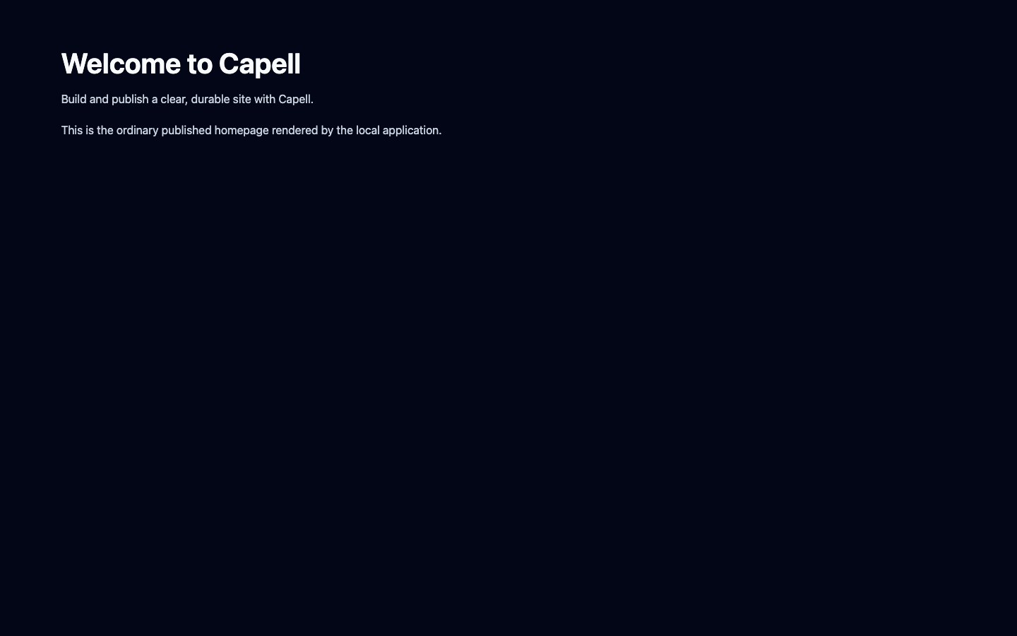 Published Capell page rendered through the public Frontend request pipeline