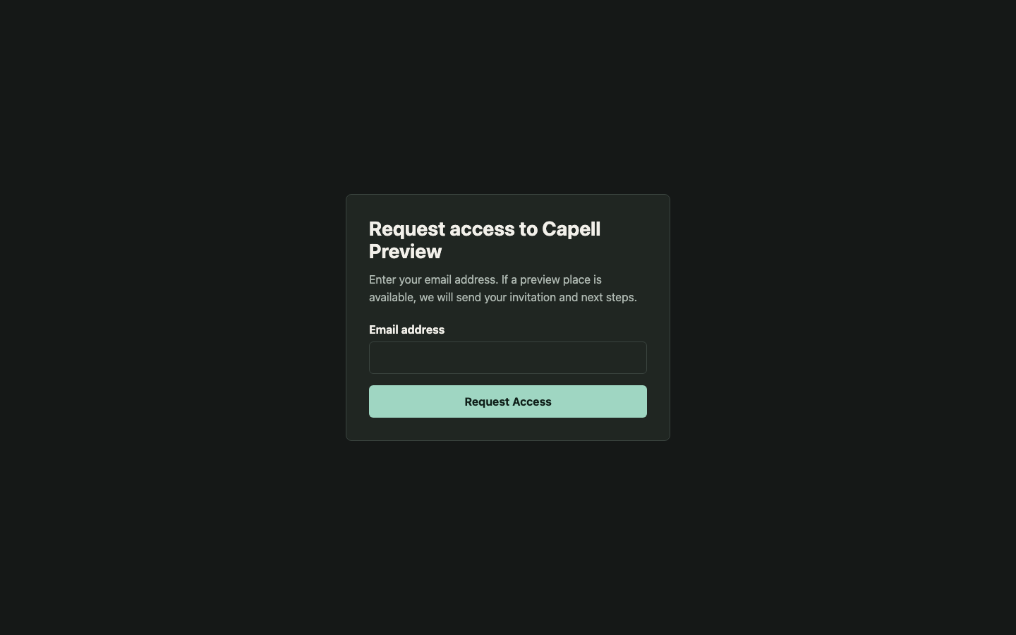 A visitor requests access to a protected area by submitting the configured request fields.