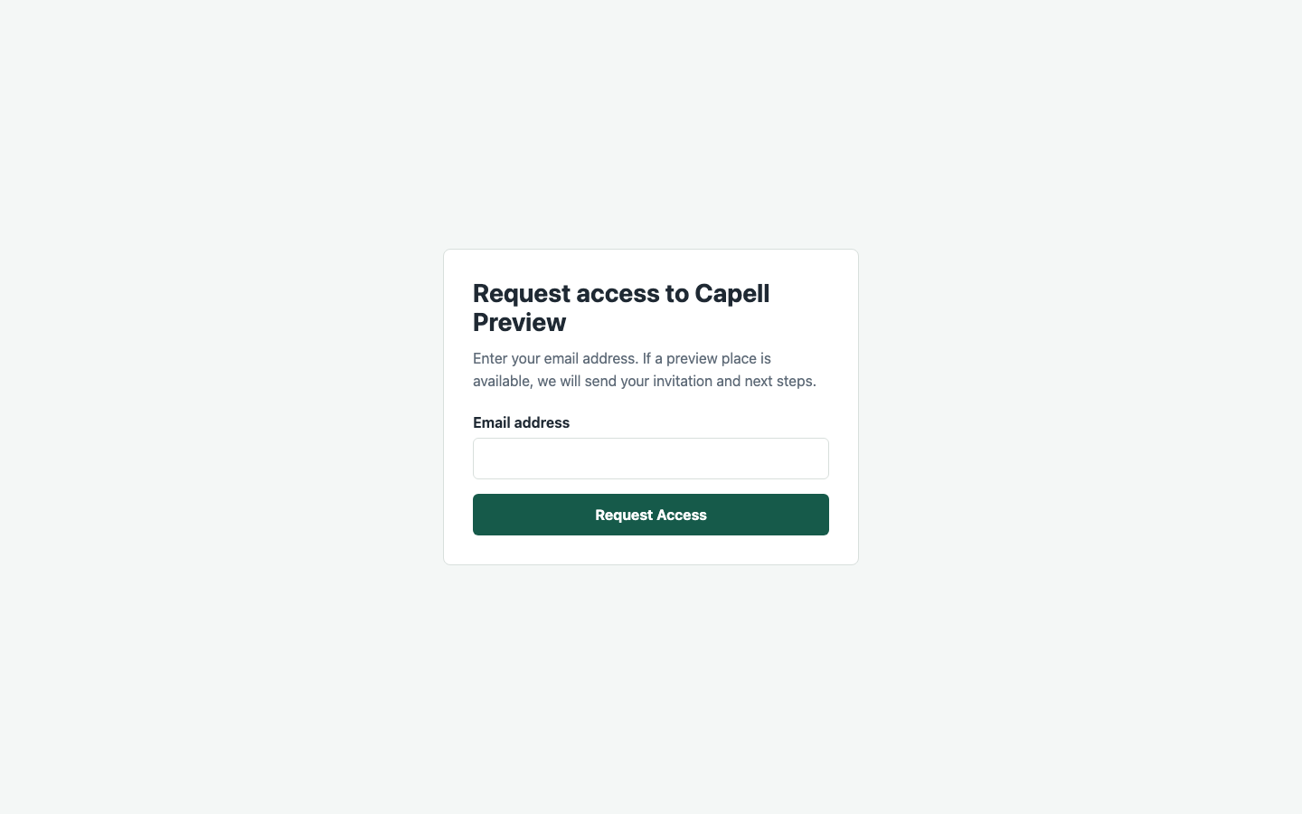 A visitor requests access to a protected area by submitting the configured request fields.