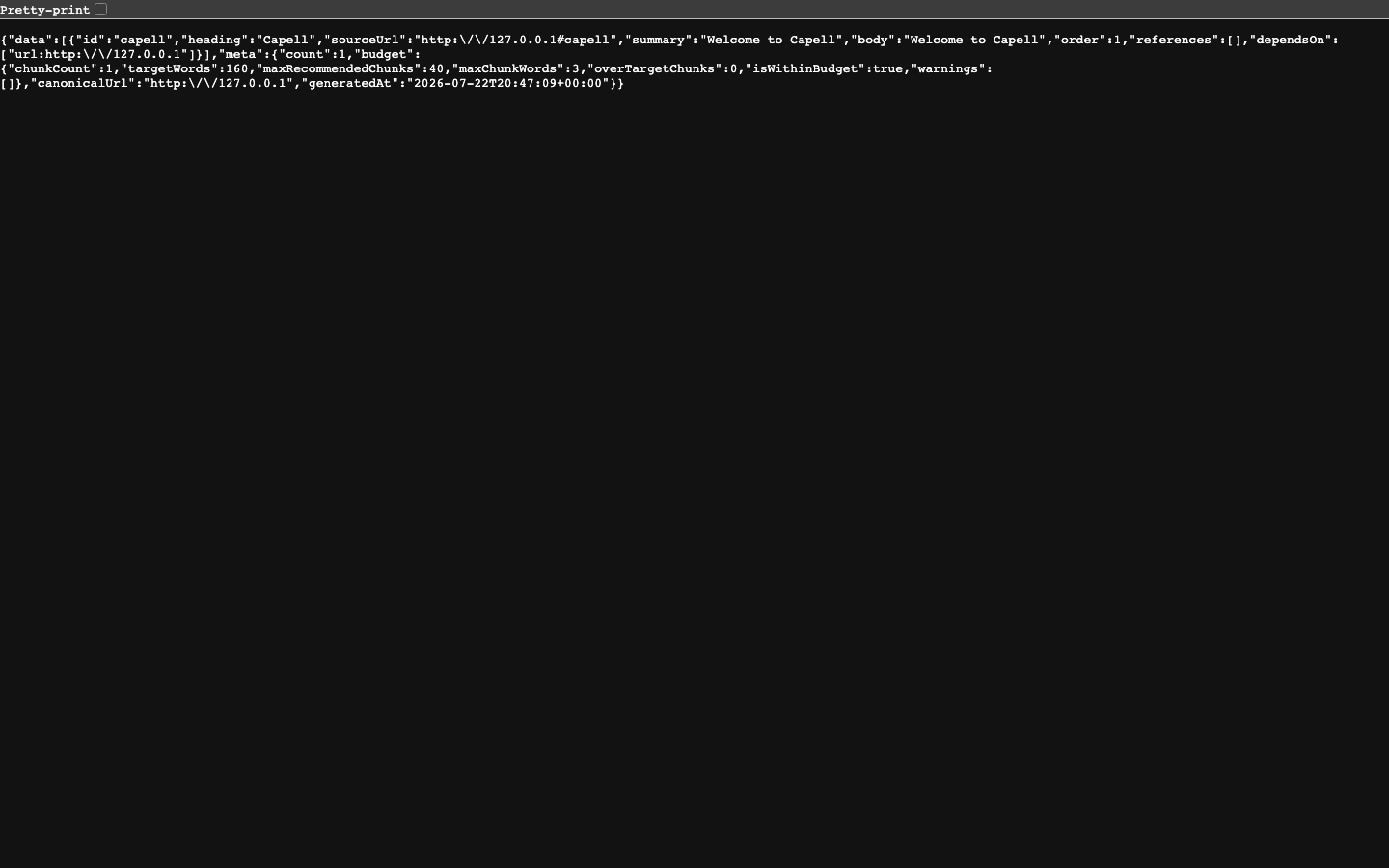 Public page chunks JSON response