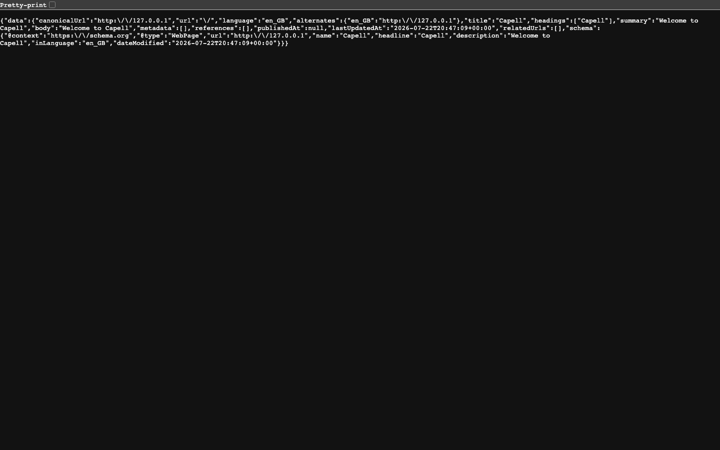 Public page manifest JSON response