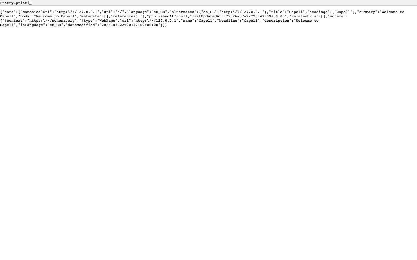 Public page manifest JSON response