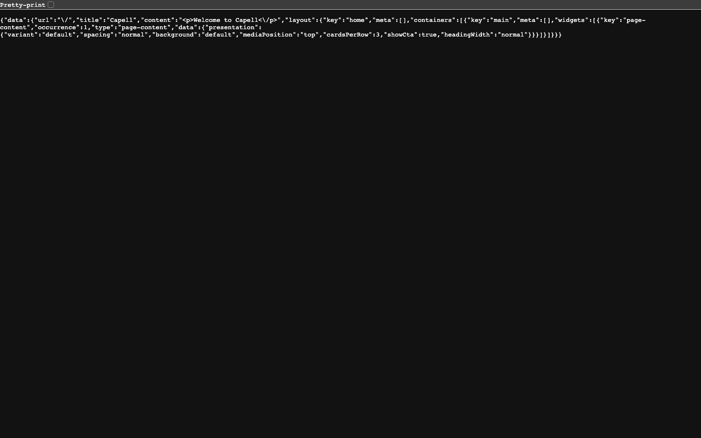 Page resolve layout graph JSON response