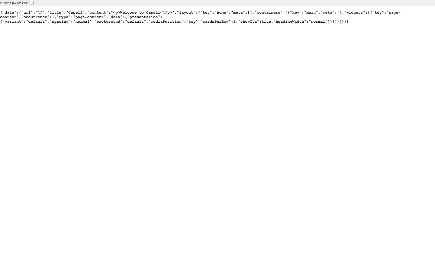 Page resolve layout graph JSON response