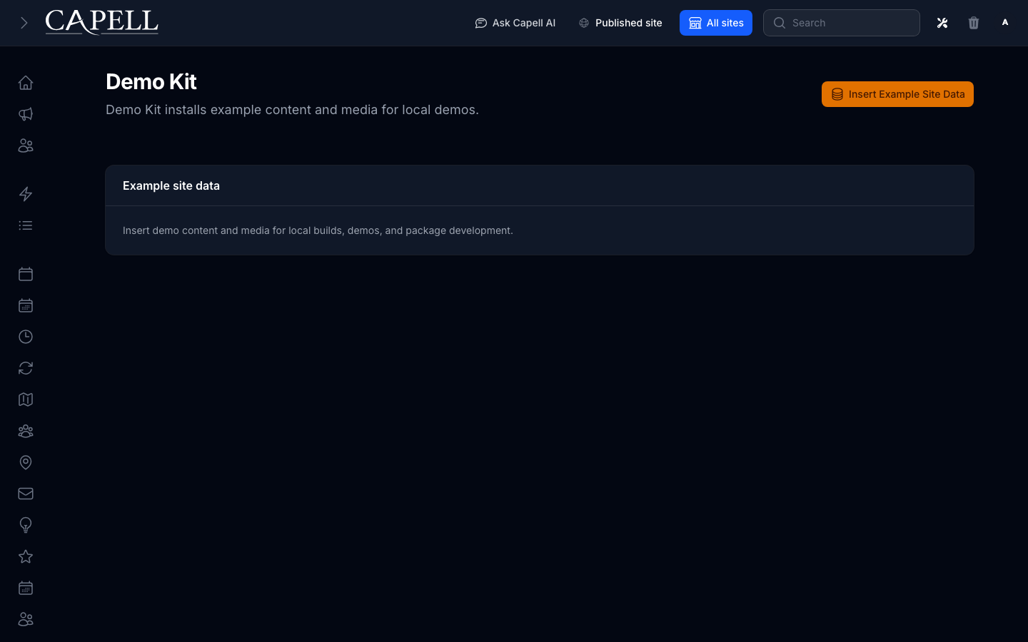 Demo Kit admin page
