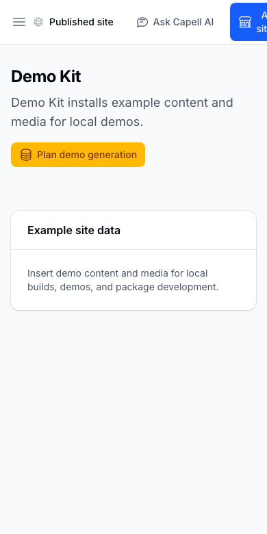 Demo Kit ready to plan on mobile