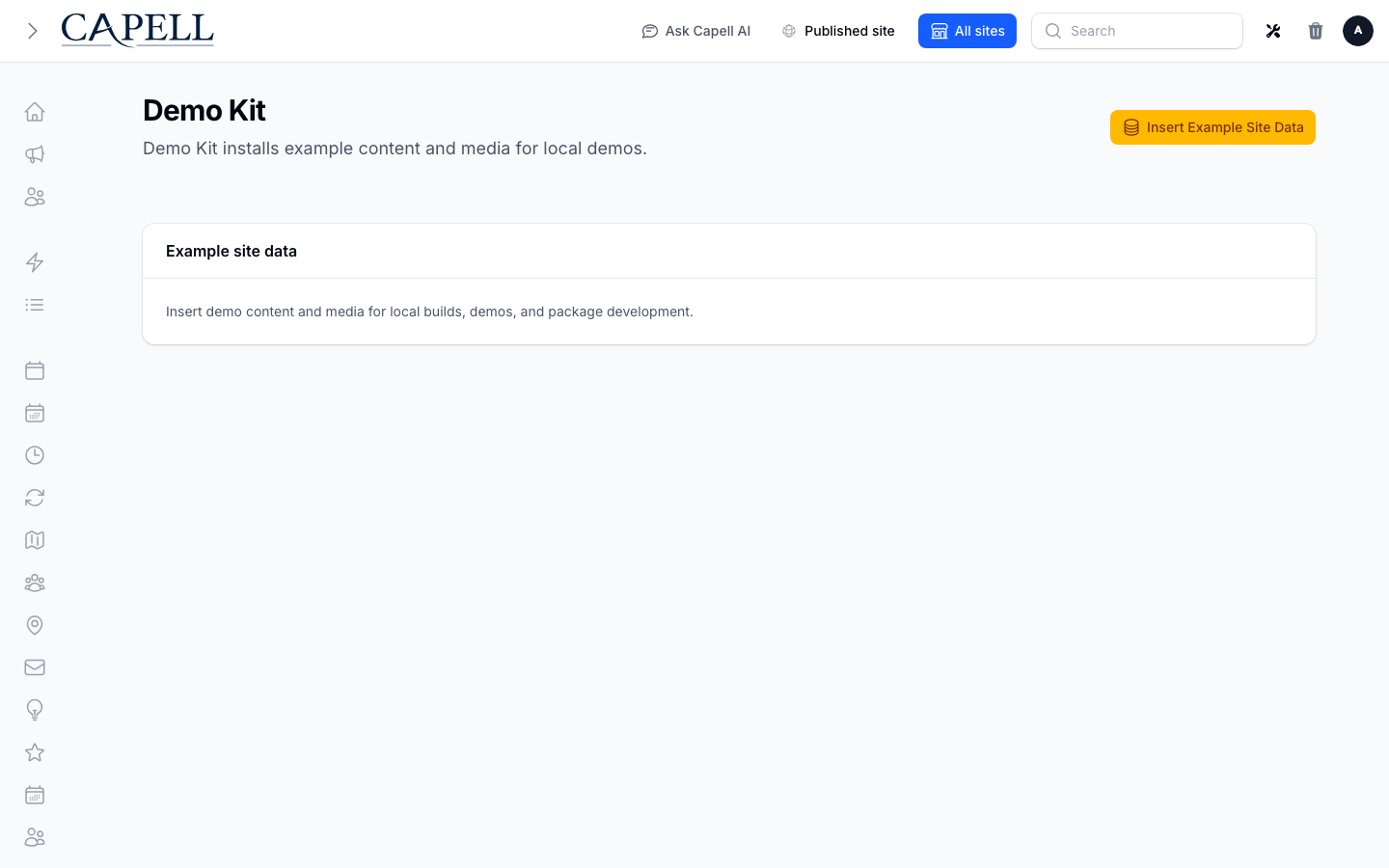 Demo Kit admin page