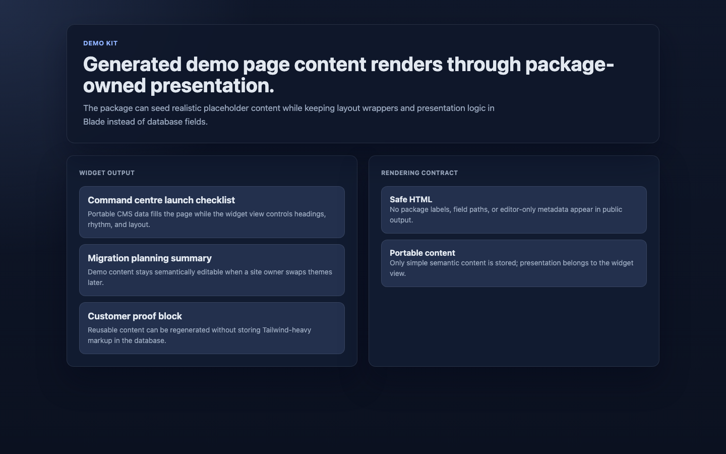 Generated demo page content widget
