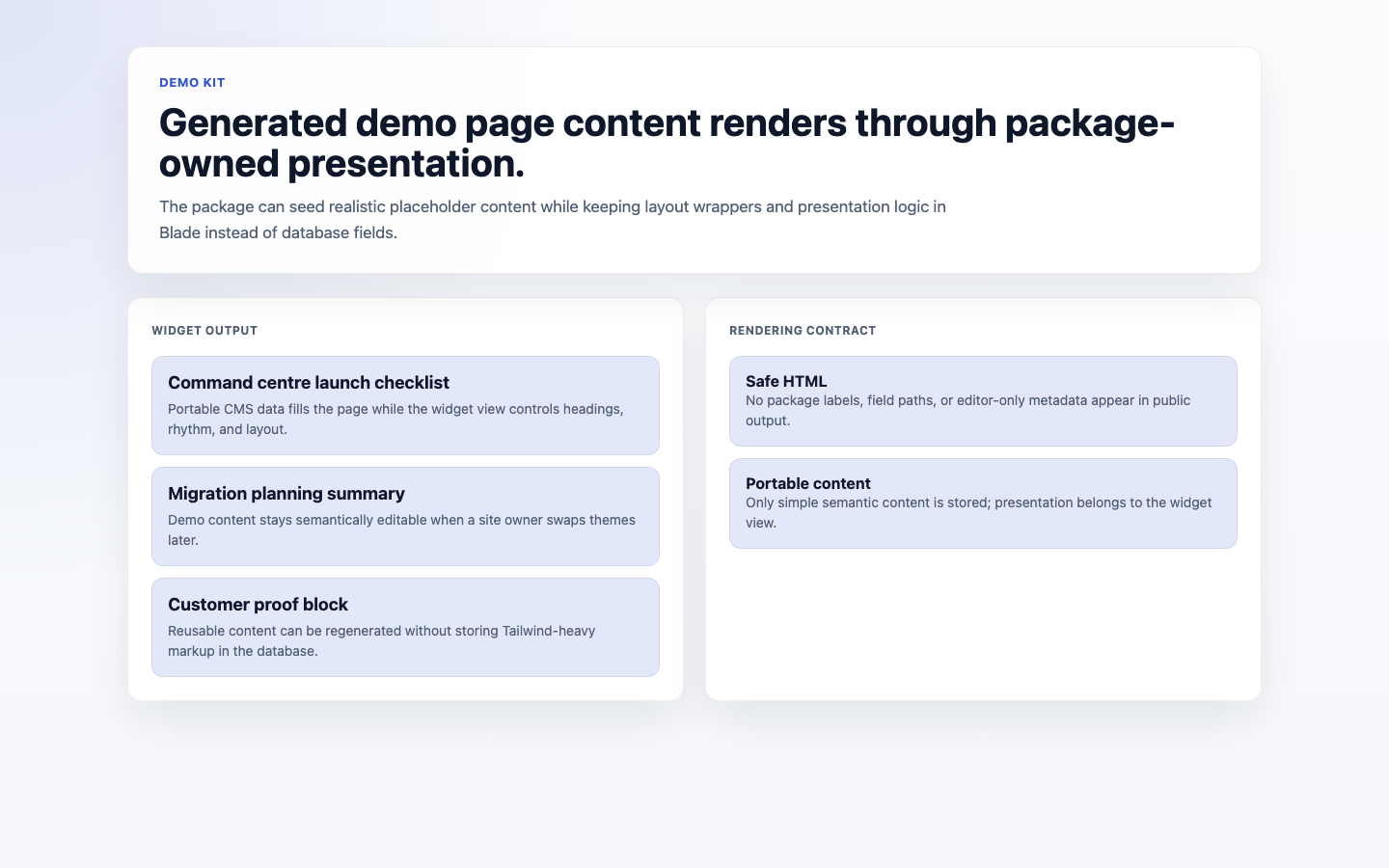 Generated demo page content widget