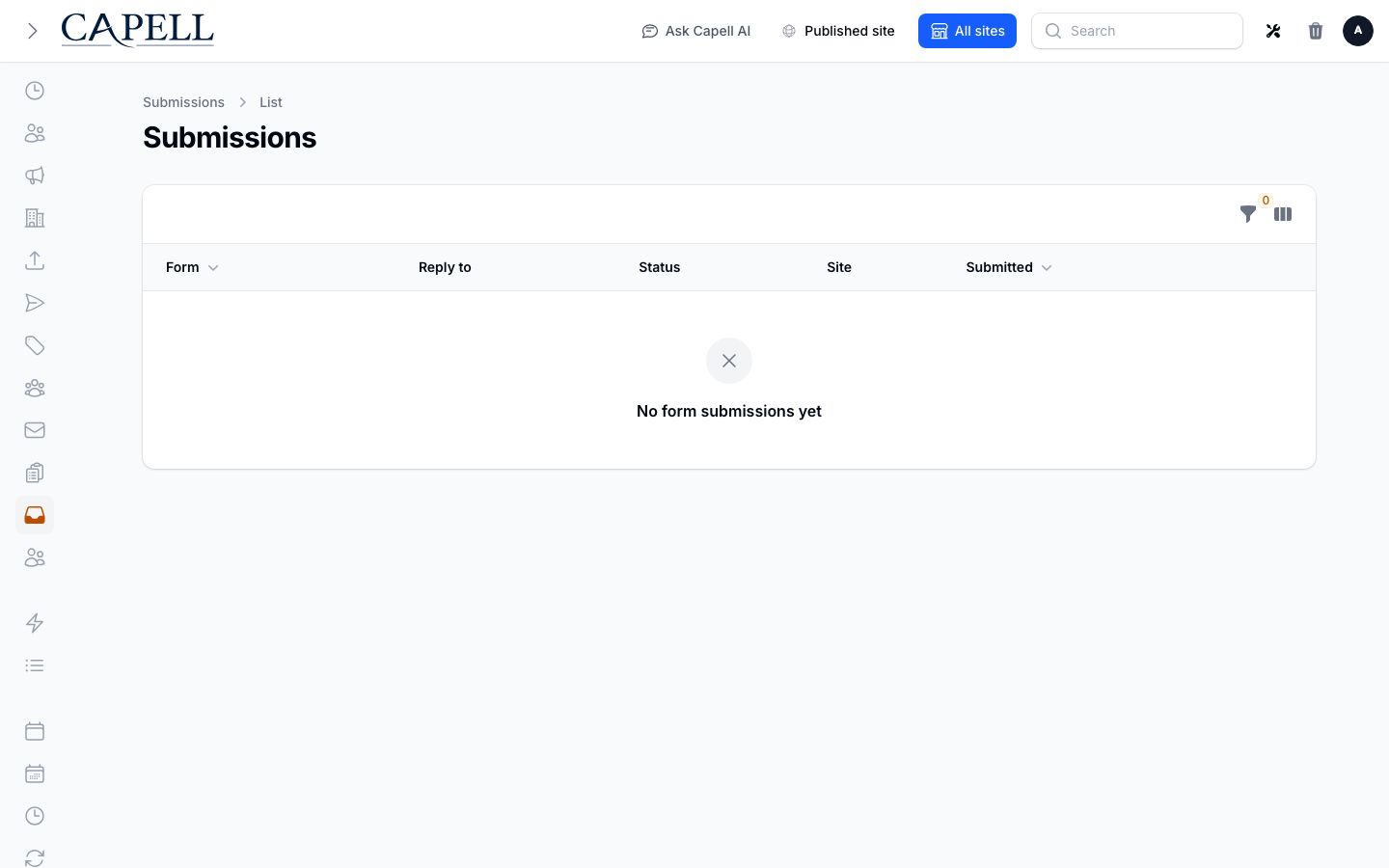 Triage unread, spam, archived, and normal submissions.