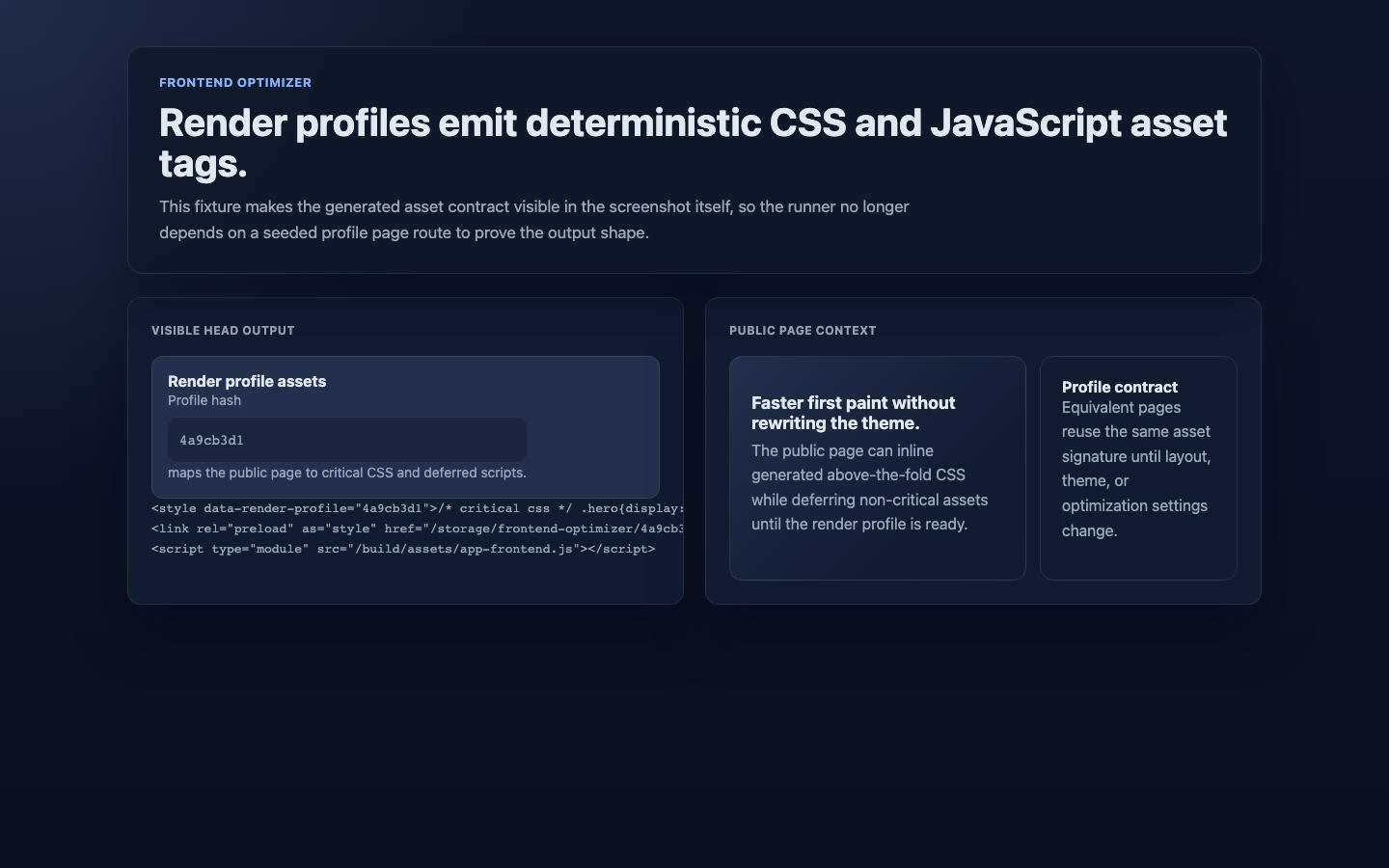 Frontend Optimizer profile asset output