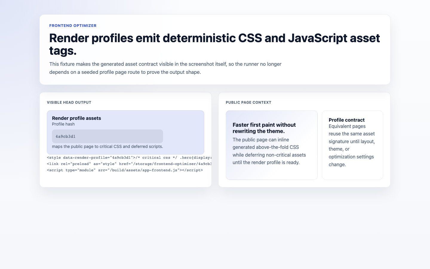Frontend Optimizer profile asset output