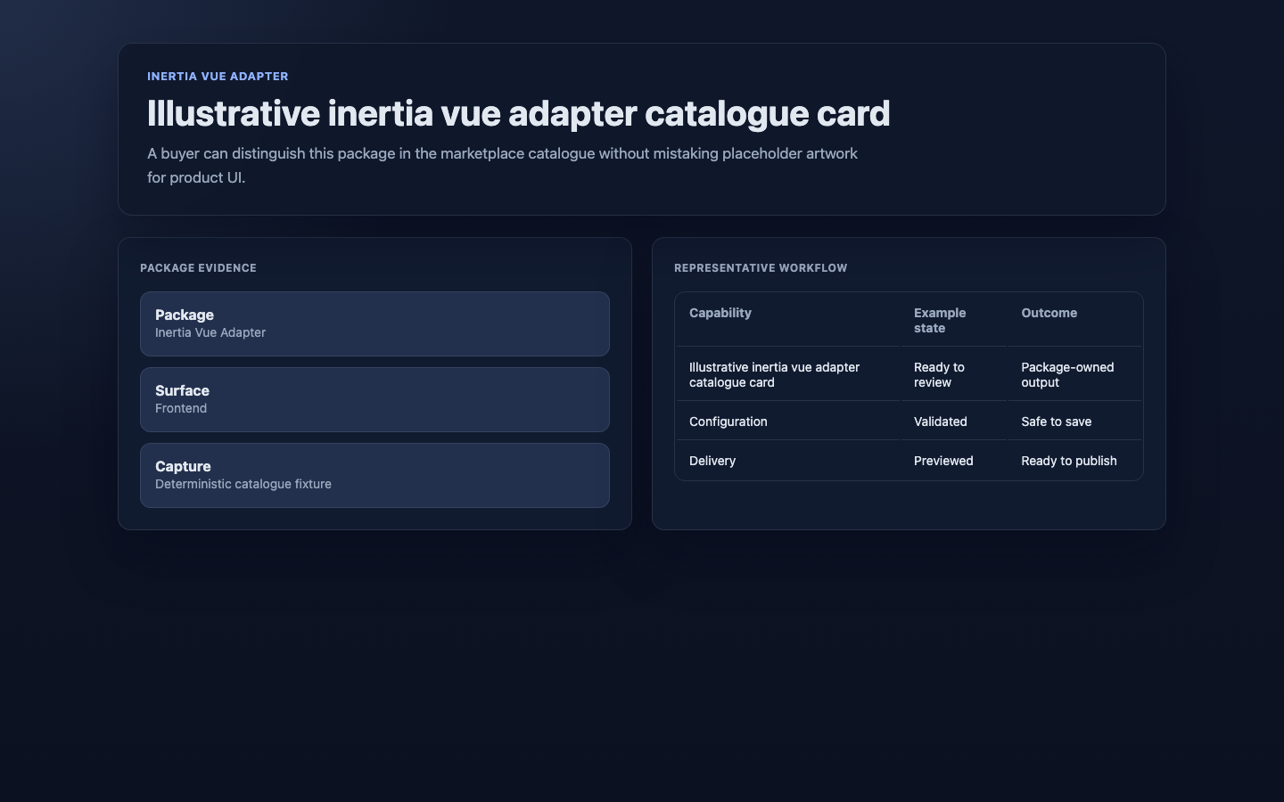 Illustrative inertia vue adapter catalogue card