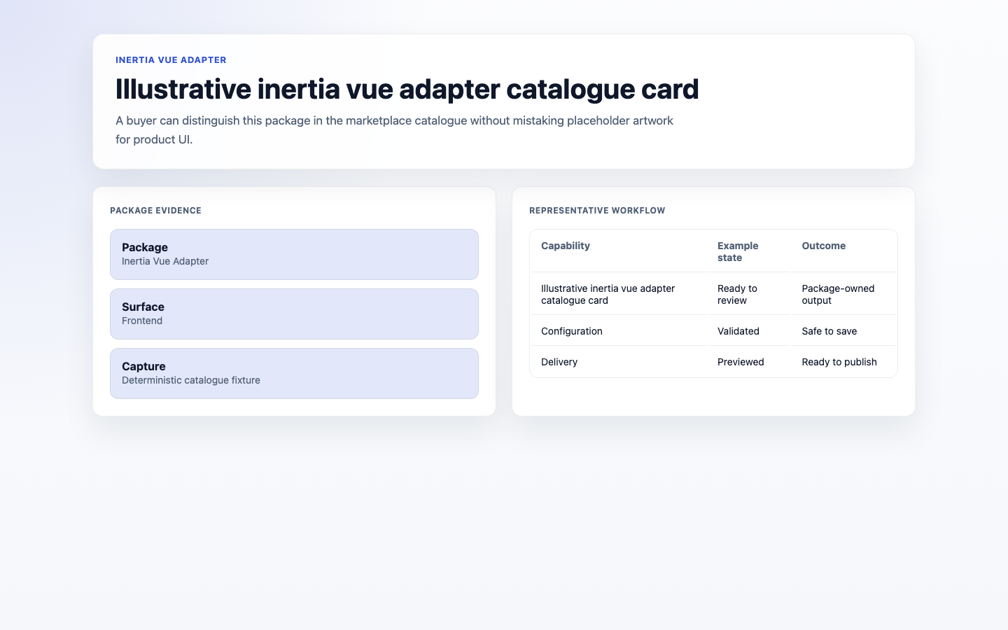 Illustrative inertia vue adapter catalogue card