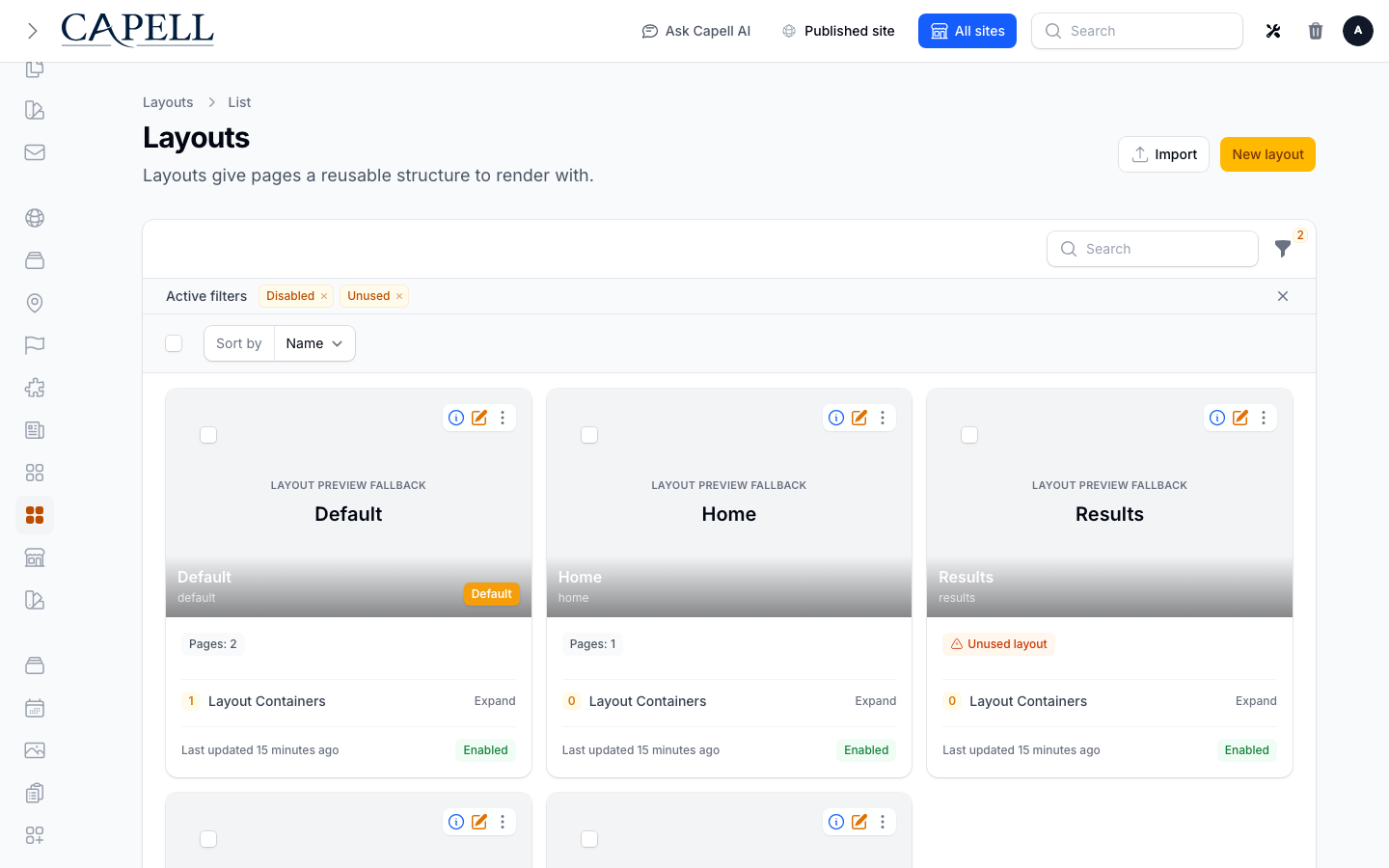 Review layout sections and layout-builder managed records.