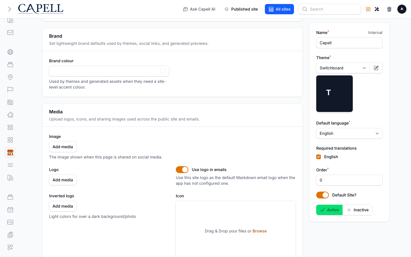 An editor selects media through the picker embedded in a form.