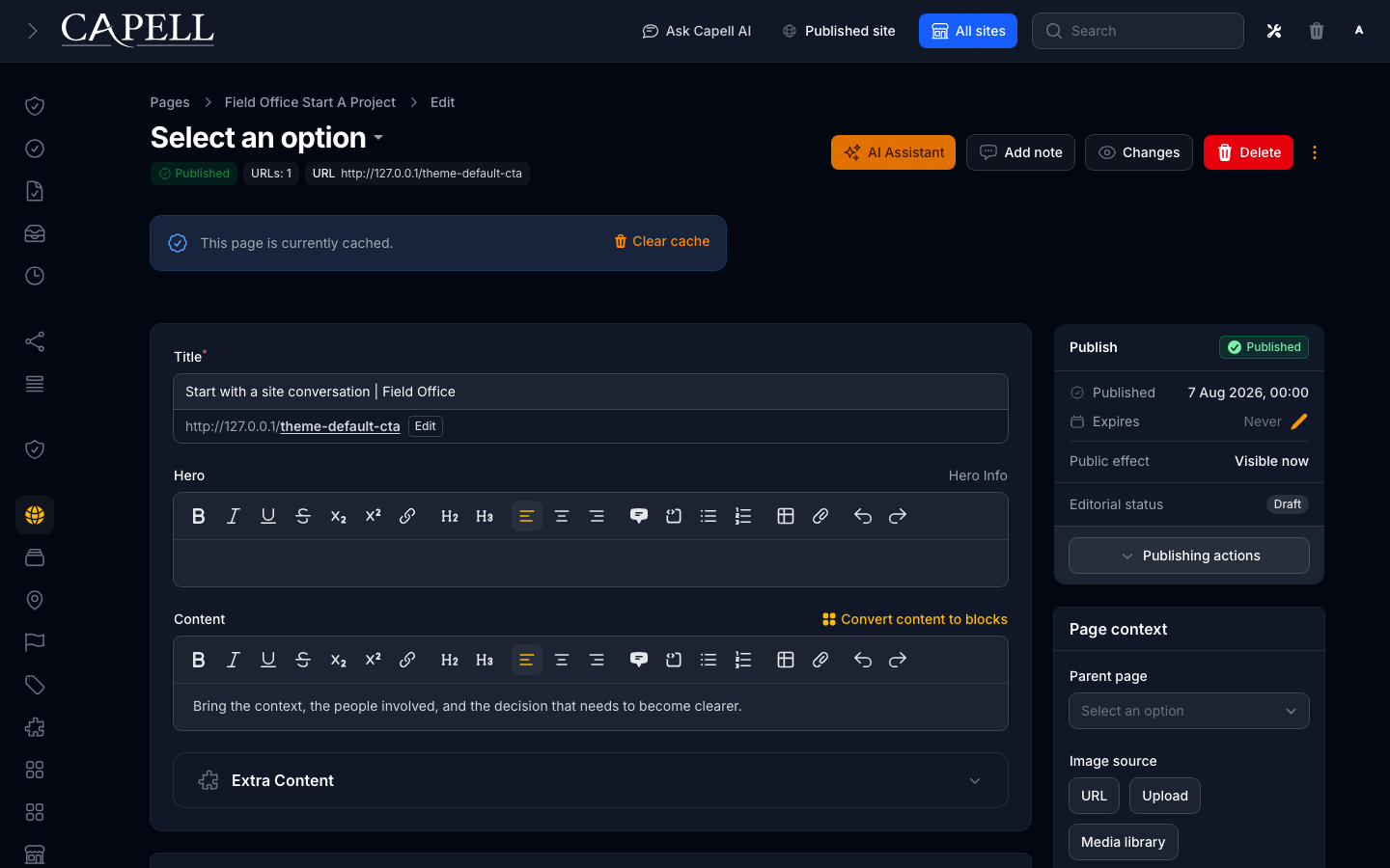 Page form navigation tab