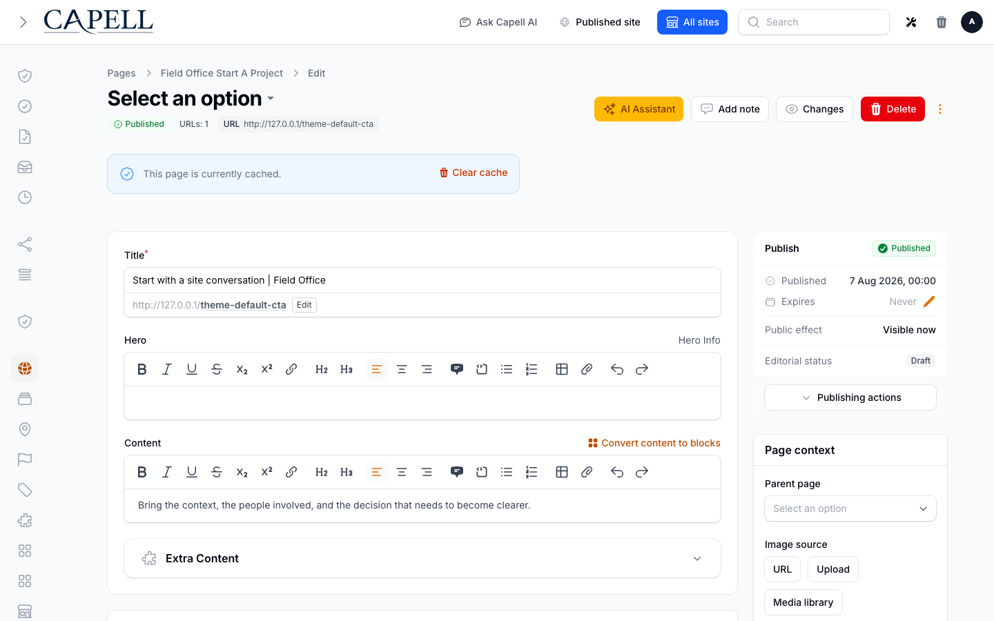 Page form navigation tab