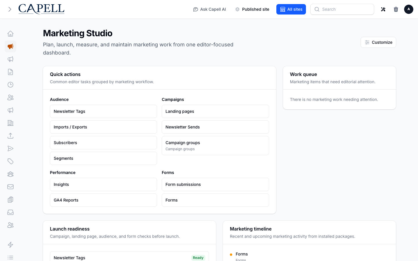 A marketer checks subscribed, pending, and sync-failure dashboard stats.