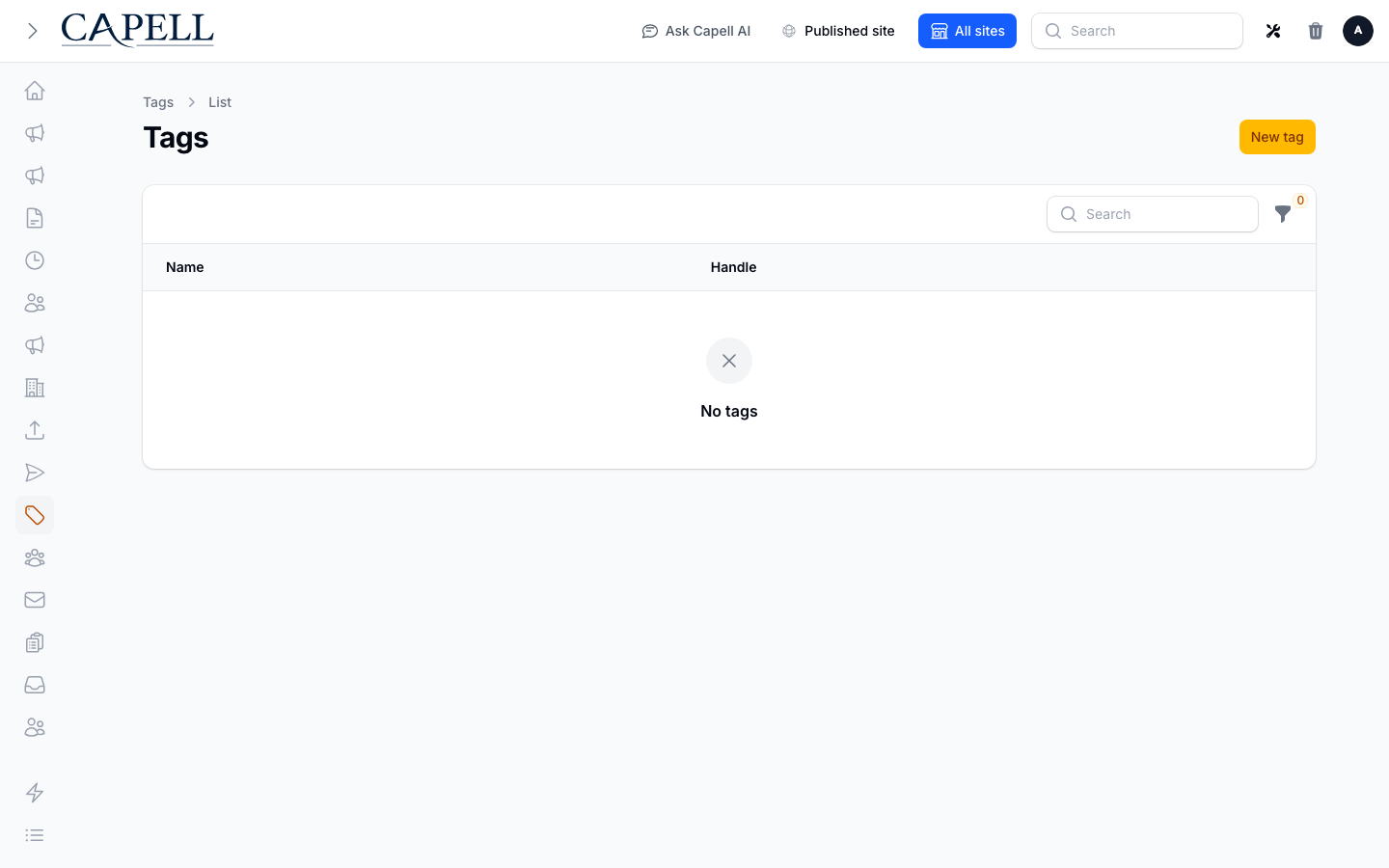 A marketer manages newsletter tags.