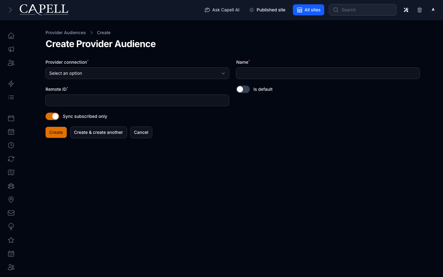 An operator maps local sites to provider audiences.