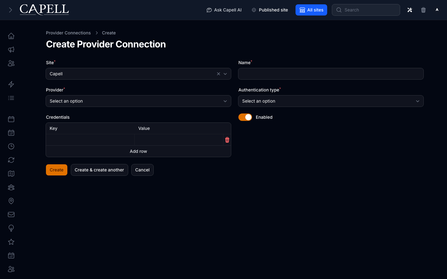 An operator configures a newsletter provider connection.