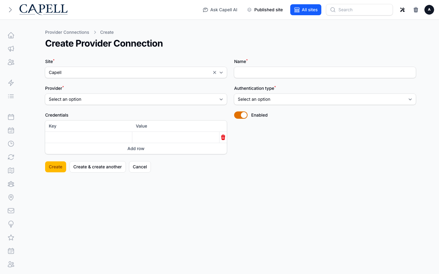 An operator configures a newsletter provider connection.