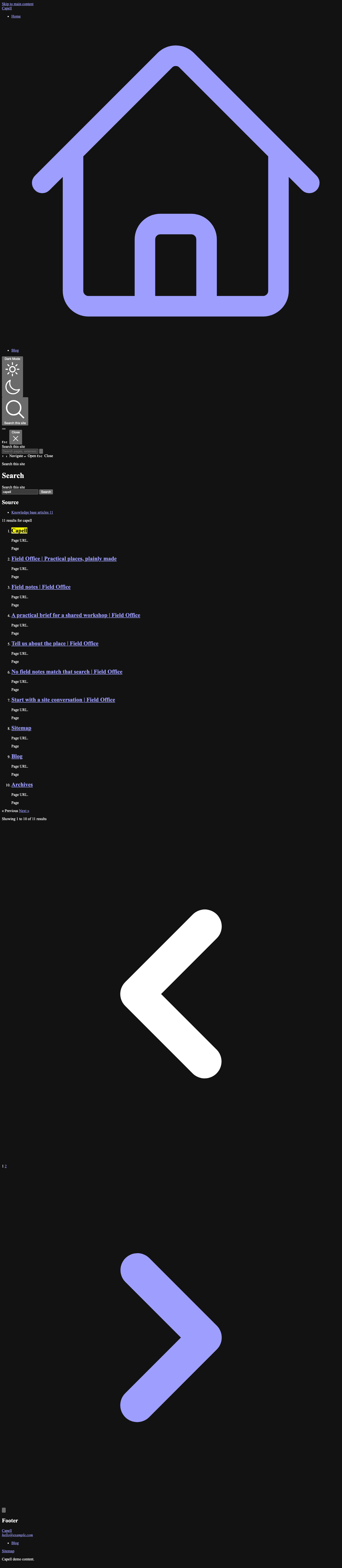 Frontend search results page