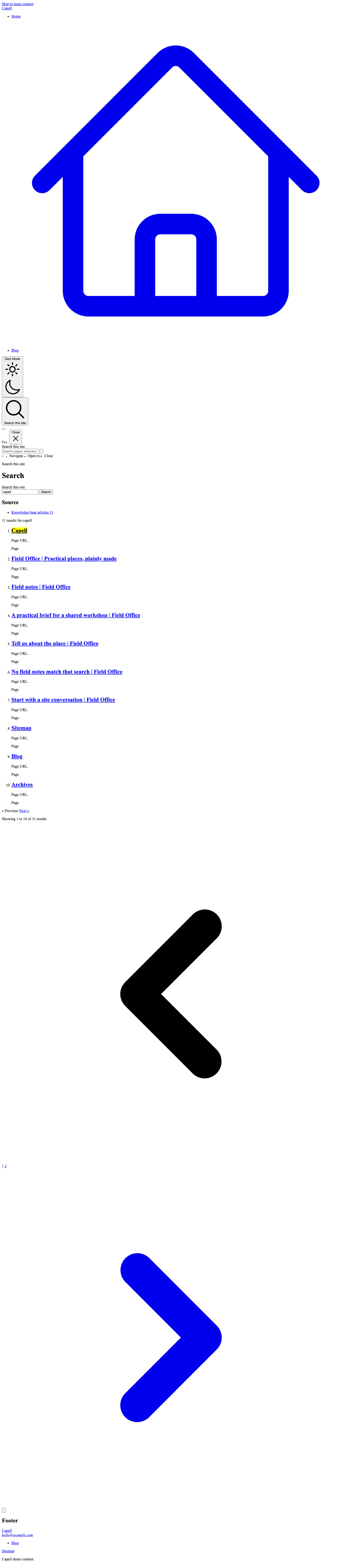 Frontend search results page