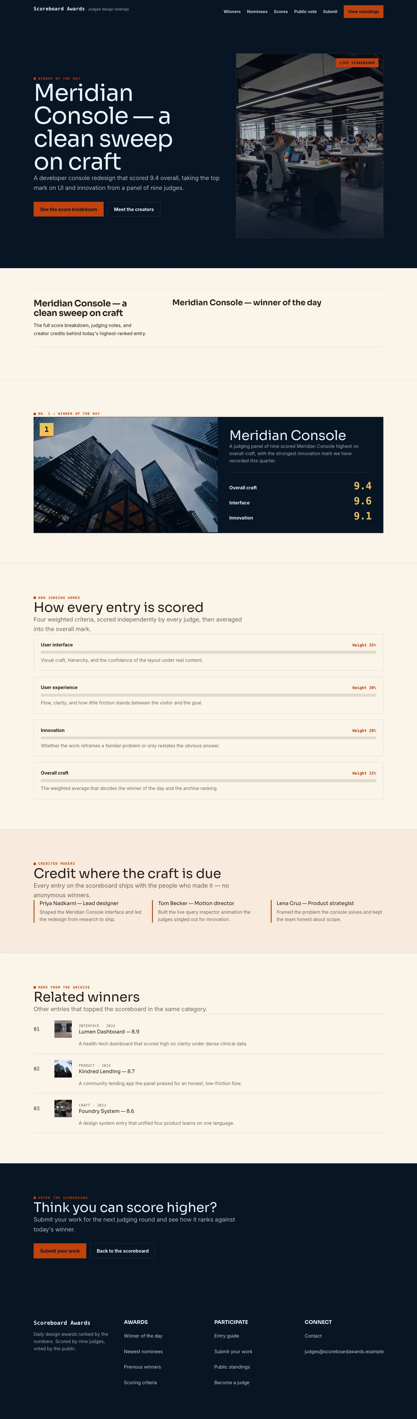 Awards Landing page