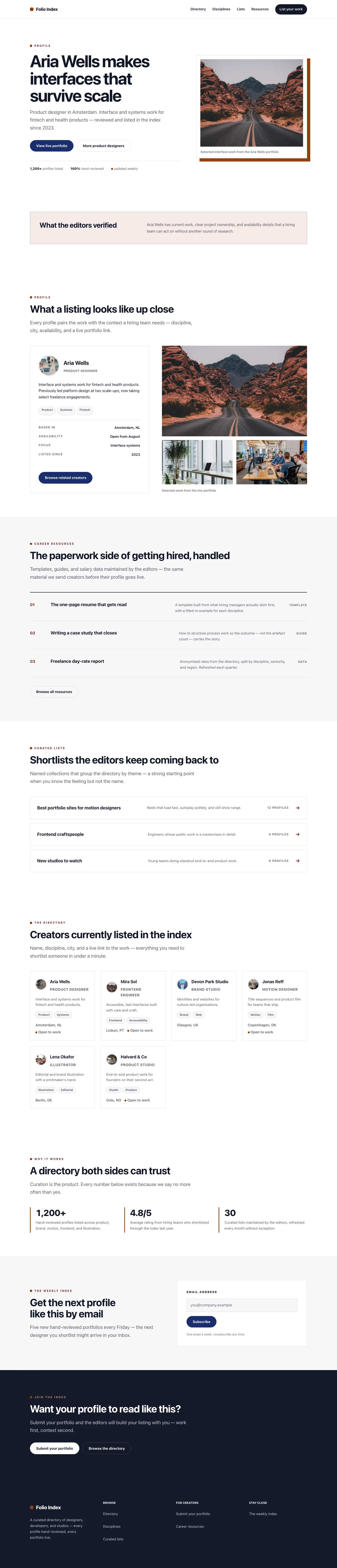 Directory Landing page