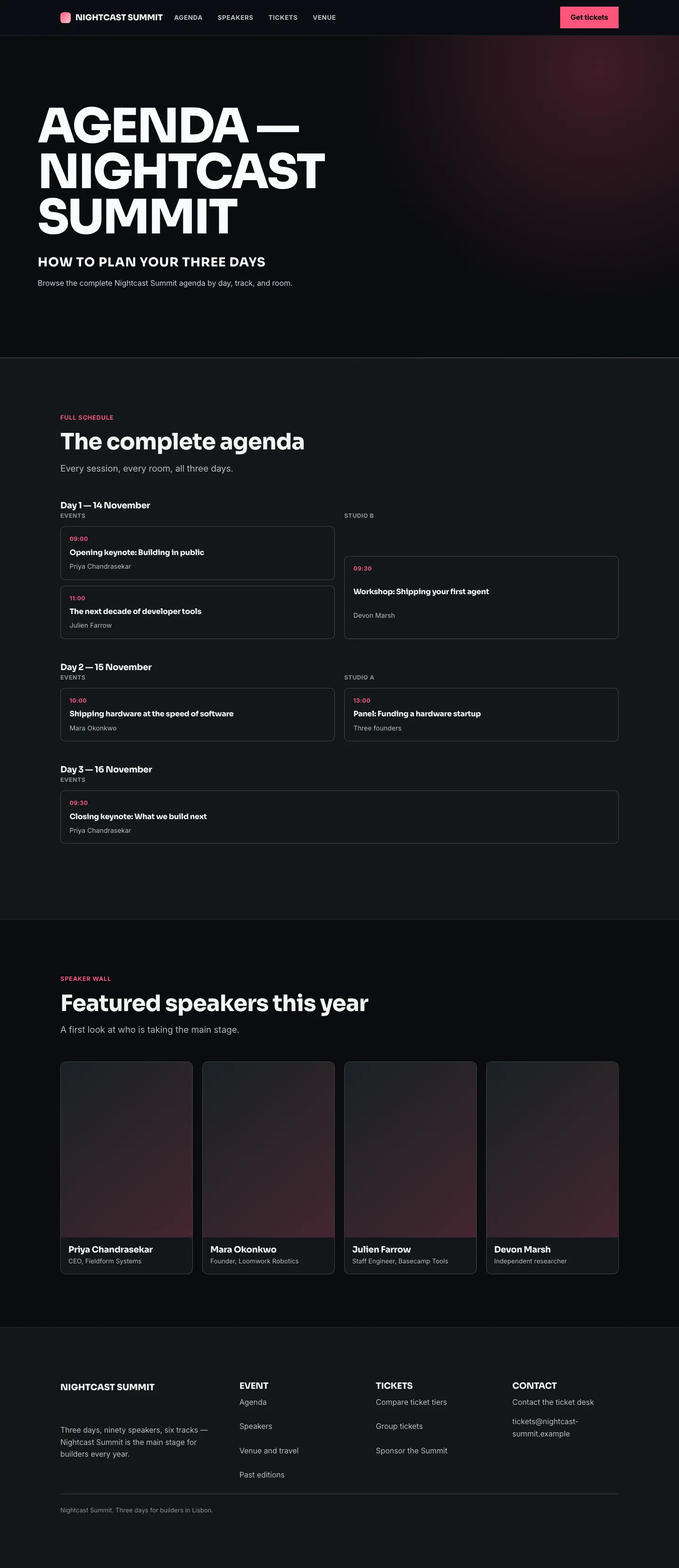 Events Agenda directory