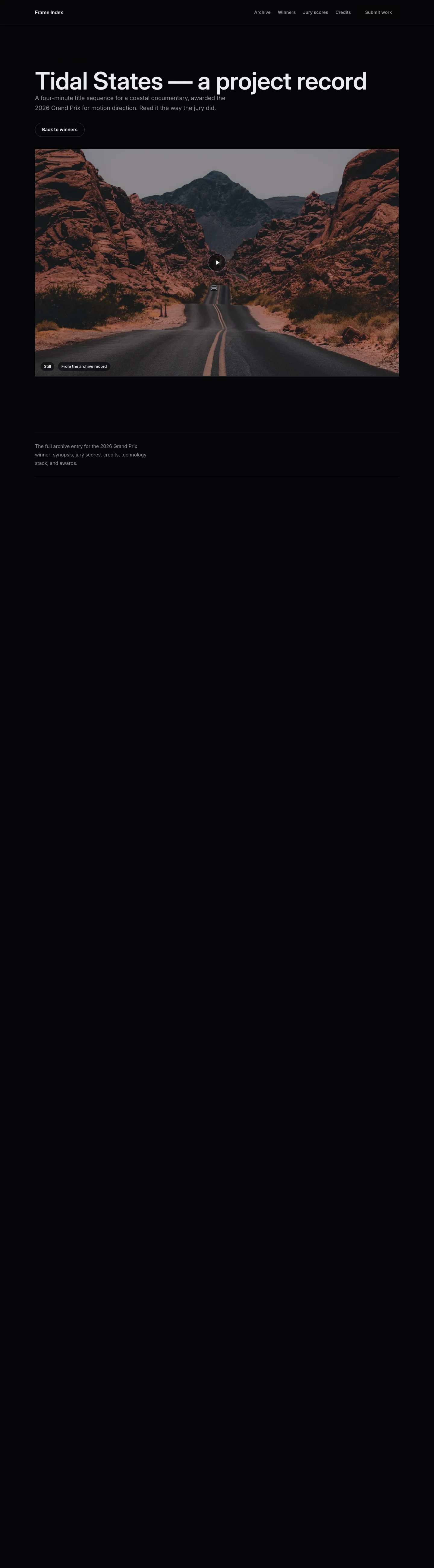 Showreel Landing page