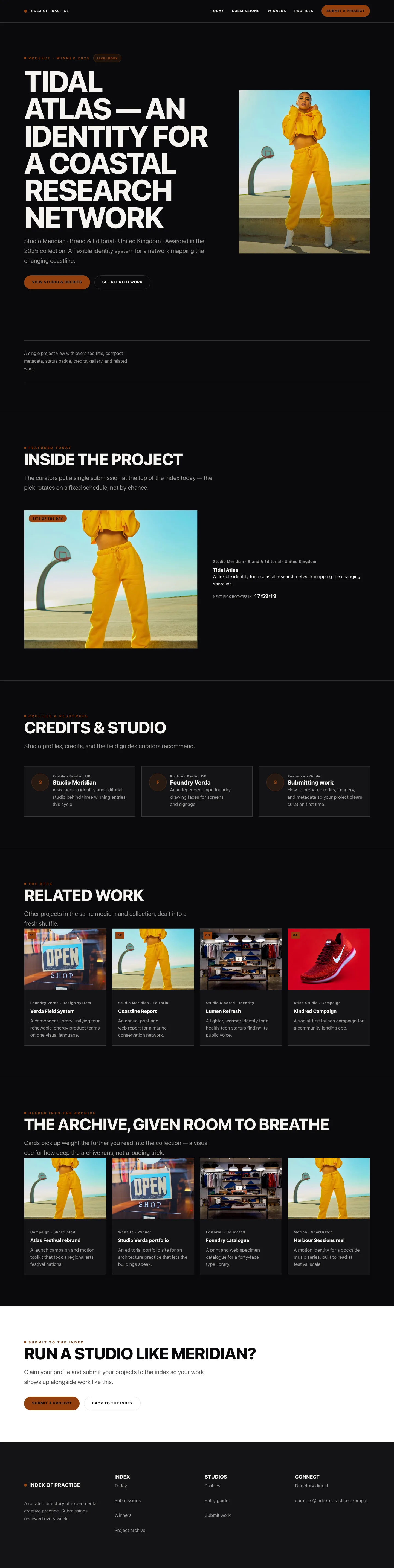 Submissions Landing page
